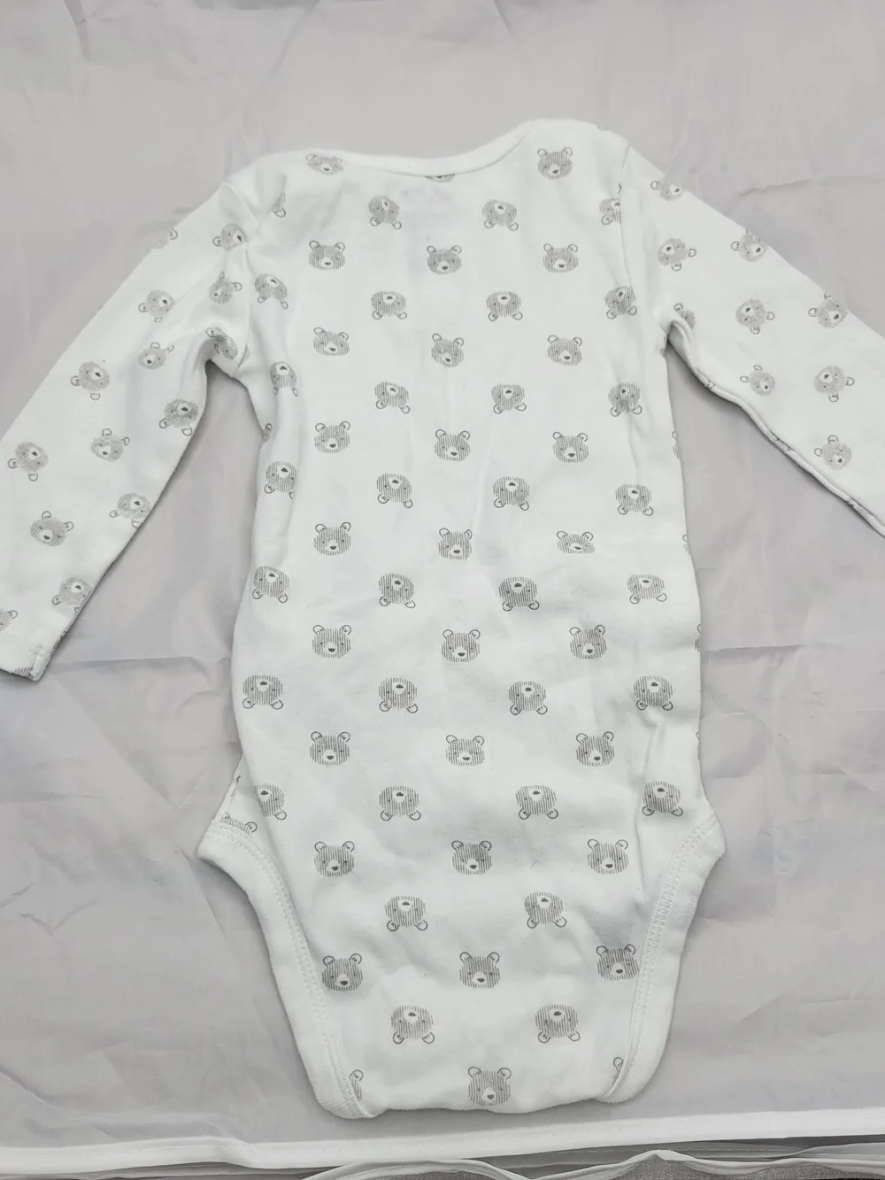 Carter's White Long-Sleeve Bodysuit with Gray Bear Print